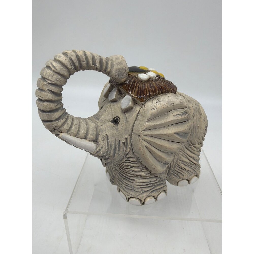 Artesania Rinconada Elephant Figurine Handcrafted Detailing Glazed Accents